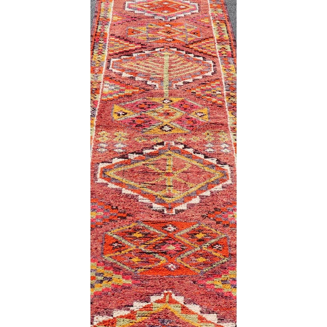 Vintage Turkish Oushak Runner With Medallions in Purple & Multi Colors 3' X12'10 For Sale - Image 9 of 12