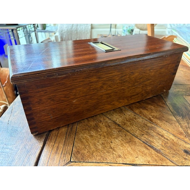 Wood Antique Mahogany Cash Till Box With Bell For Sale - Image 7 of 10