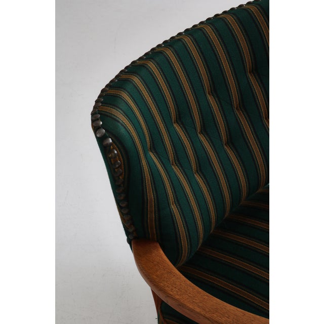 Danish Modern Lounge Chair in Oak & Traditional Danish Olmerdug Wool by Henning Kjærnulf, 1950s For Sale - Image 12 of 18
