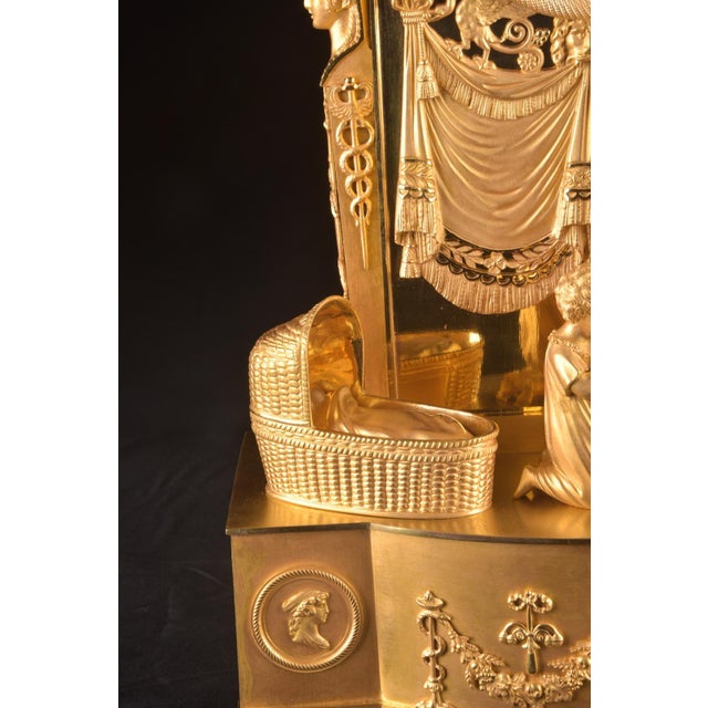 c.1820 Reiche Empire Gilt Ormolu Bronze Clock For Sale - Image 17 of 18