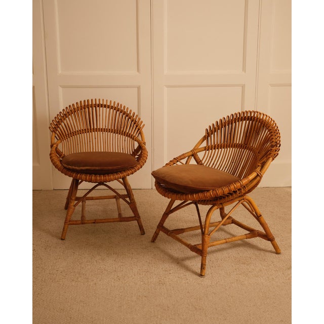 Wood Vintage Bamboo Chairs, Italy, 1960s, Set of 2 For Sale - Image 7 of 9