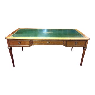 1960s Vintage Italian Leather Top Desk For Sale