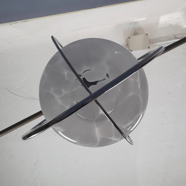 White Murano Glass Pendant with Metal Rings by Nason Mazzega, 1970 For Sale - Image 9 of 13