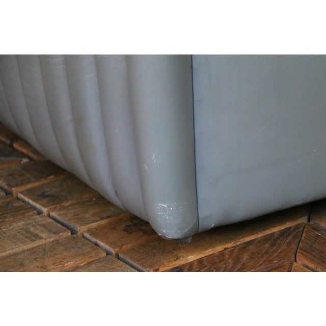 Vintage Pair of Gray Leather Channel-Tufted Club Chairs by Martin/Brattrud, 1987 For Sale - Image 12 of 14