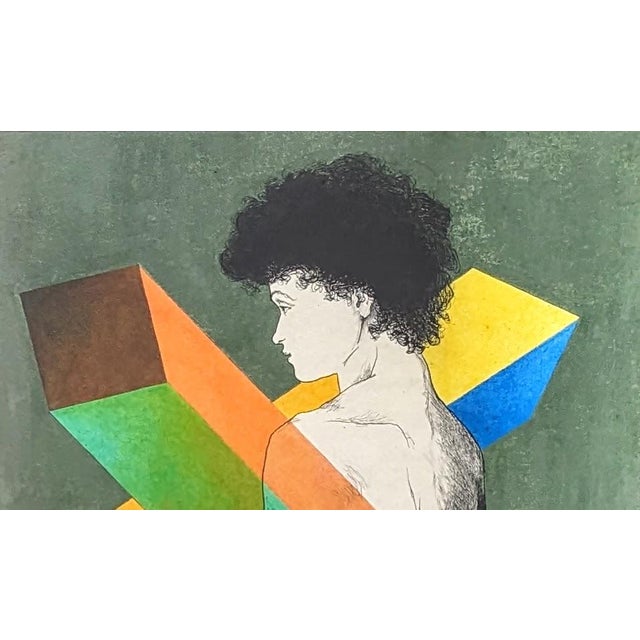Rare Original Laszlo Matulay Painting "Geometric Nude" | Signed & Dated (1969) For Sale - Image 4 of 7