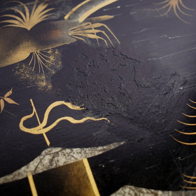 Metal English Chinoiserie Rolled Rim Tole Tray, C. 1830 For Sale - Image 7 of 14