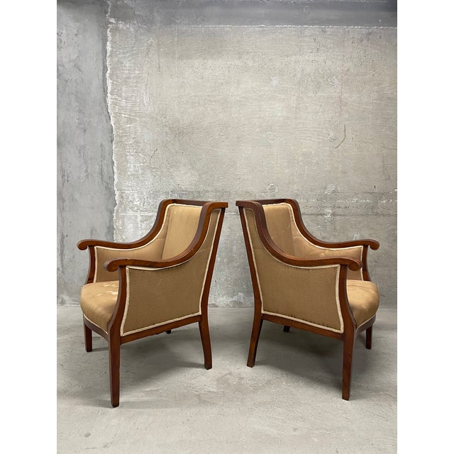 Brown Pair of Vintage Swedish Neoclassical Style Armchairs For Sale - Image 8 of 11