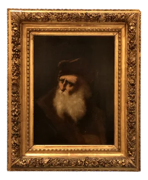 After Rembrandt Style, Portrait, Oil on Panel, 19th Century, Framed