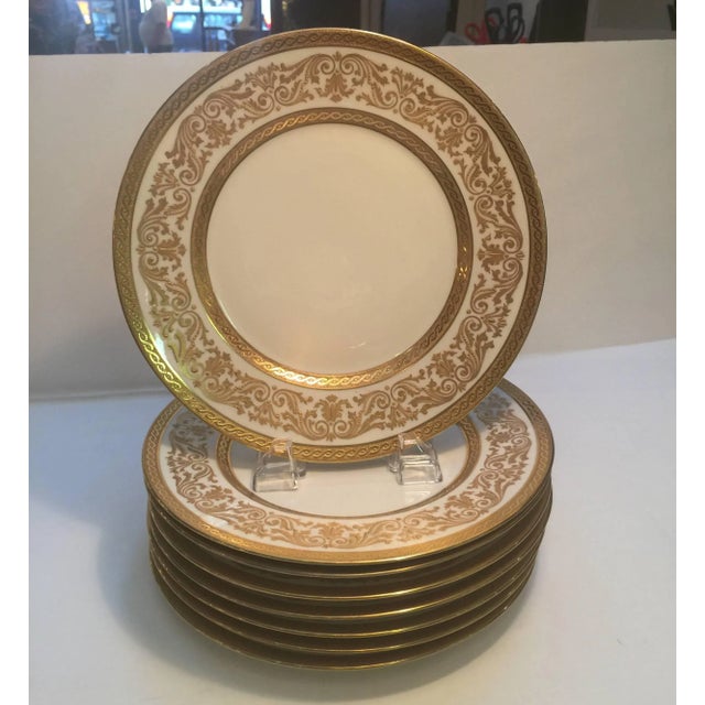 L. Bernardaud and Co. French Gold Encrusted Dinner Plates - Set of 8 For Sale - Image 4 of 5