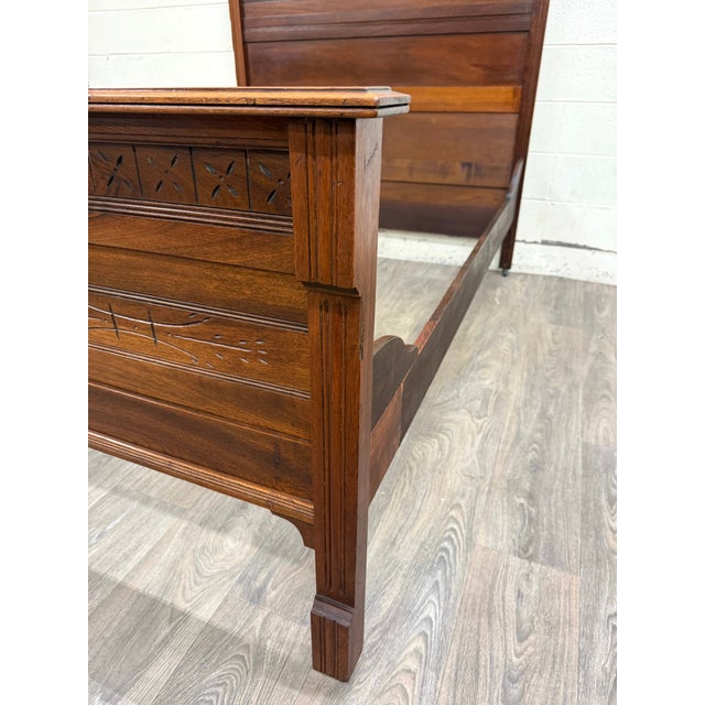Antique Full Size Late 19th Century Victorian Eastlake Walnut Bed For Sale In Kansas City - Image 6 of 12