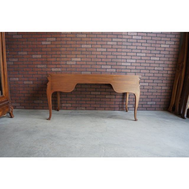 Brown Vintage Walnut French Style Writing Desk For Sale - Image 8 of 9