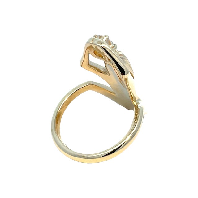 18k Yellow Gold Sculpted Female Figure Diamond Solitaire Ring, Size 6 For Sale In New York - Image 6 of 11