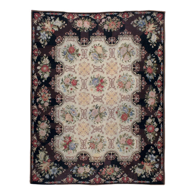 Galerie Shabab Collection Early 20th Century European Needlepoint Flatweave Rug For Sale
