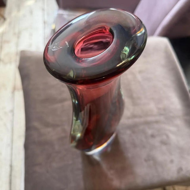 Mid-Century Modern 1980s Flavio Poli Modern Pink Blue and Yellow Sommerso Murano Glass Tall Vase For Sale - Image 3 of 12