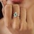 Oval Cut Emerald & Diamond Pavé Cocktail Ring in 925 Sterling Silver, Size 8.5 For Sale - Image 11 of 15