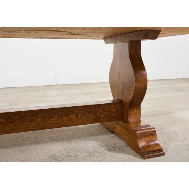 Country French Oak Farmhouse Trestle Dining Table 7.8 Ft For Sale - Image 12 of 18