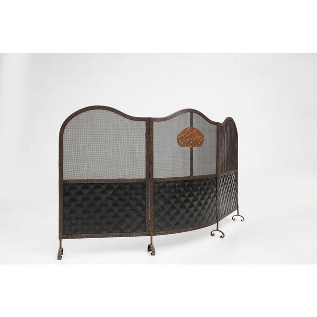 Mid-Century Modern French Art Deco Fireplace Screen in Wrought Iron, 1890s For Sale - Image 3 of 16