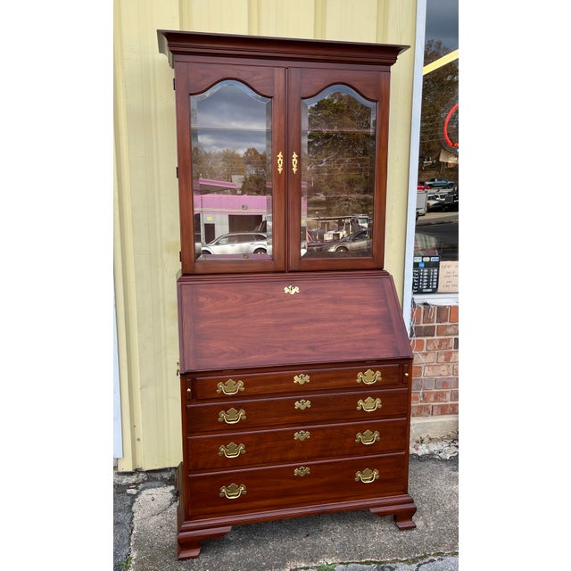 Wood Late 20th Century Henkel Harris Cherry Hancock Secretary Bookcase For Sale - Image 7 of 11