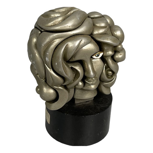 Spanish Nickel-Plated Metal Portrait de Michèle Sculpture by Berrocal, 1969-1971 For Sale