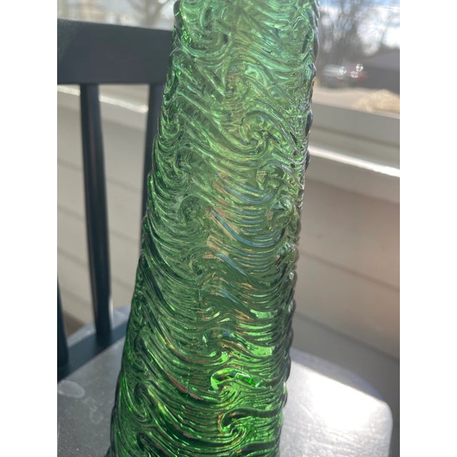 Mid 20th Century Empoli Green Wave Pattern Decanter For Sale - Image 10 of 10
