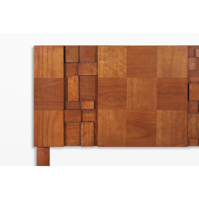 Lane Furniture Vintage Brutalist “Staccato” Walnut King-Size Headboard by Lane For Sale - Image 4 of 11