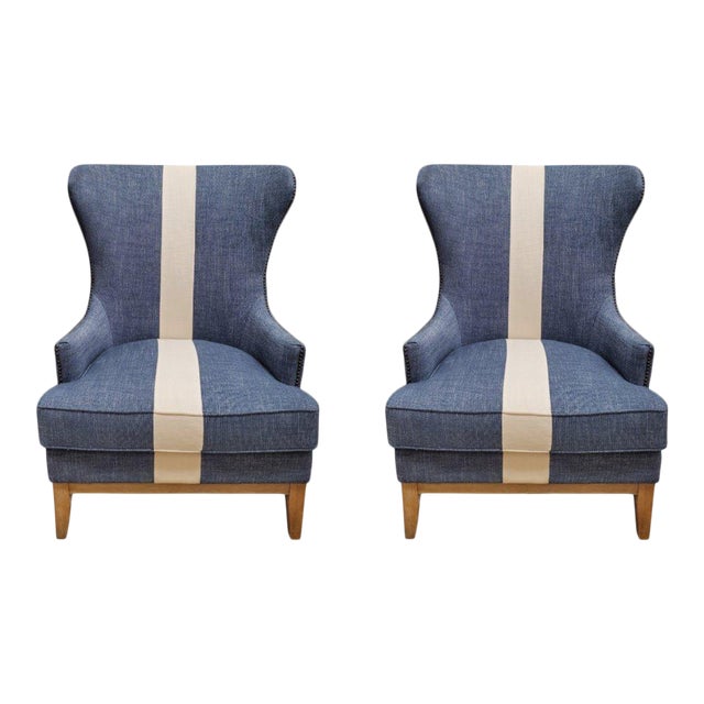 Tommy Hilfiger Wing Back Chairs a Pair Chairish
