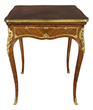 19th C.French Louis XV Style Bronze Ormolu Mounted Games Table by Francois Linke