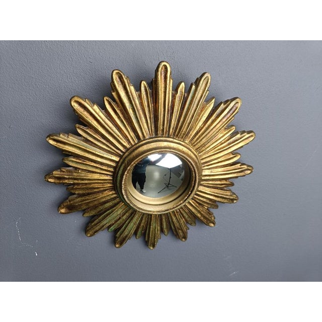 Vintage Golden Sunburst Mirror, 1960s For Sale - Image 4 of 10