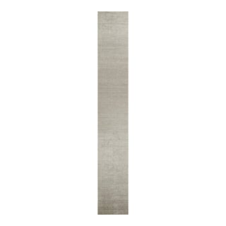 2010s Rug & Kilim’s Plain Modern Rug in Solid Silver-Gray Tone-on-Tone - 3x20 For Sale