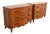 Ralph Lauren French Provincial Louis XV Carved Walnut Marble Top Commodes or Chests of Drawers, Pair For Sale