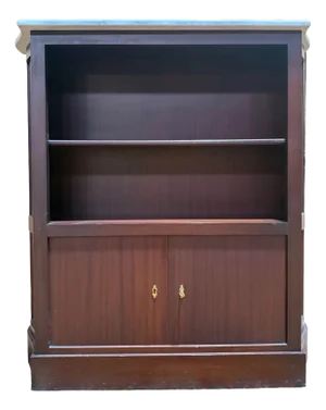 Low Mahogany Bookcase with Marble Top, 1980s