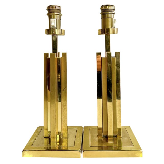 Regency Brass Skyscraper Table Lamps, 1970s, Set of 2 For Sale