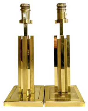 Regency Brass Skyscraper Table Lamps, 1970s, Set of 2