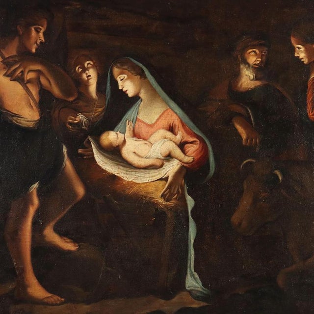 Italian School, Nativity, 18th Century, Oil on Canvas For Sale - Image 3 of 13