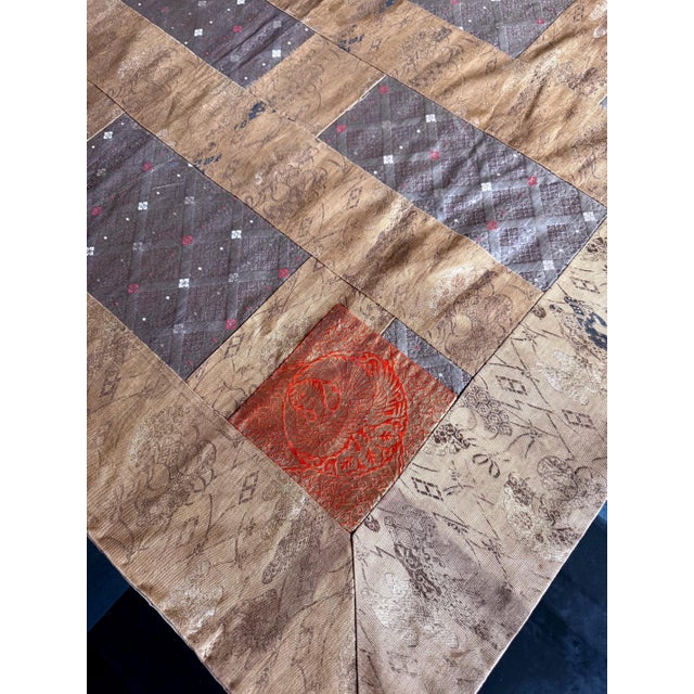 Yellow Antique Japanese Silk Kesa Monk's Robe with Patchwork Meiji Era For Sale - Image 8 of 16