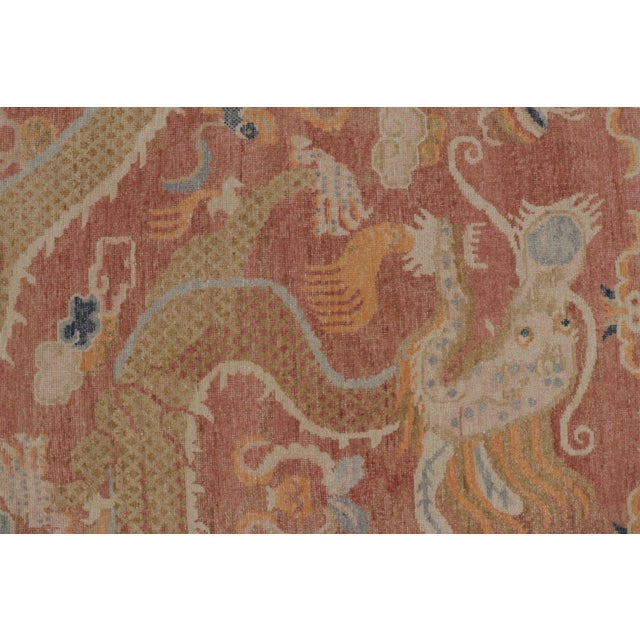 2010s Rug & Kilim’s Distressed Dragon Rug, Rust and Gold With Dramatic Pictorials For Sale - Image 5 of 10