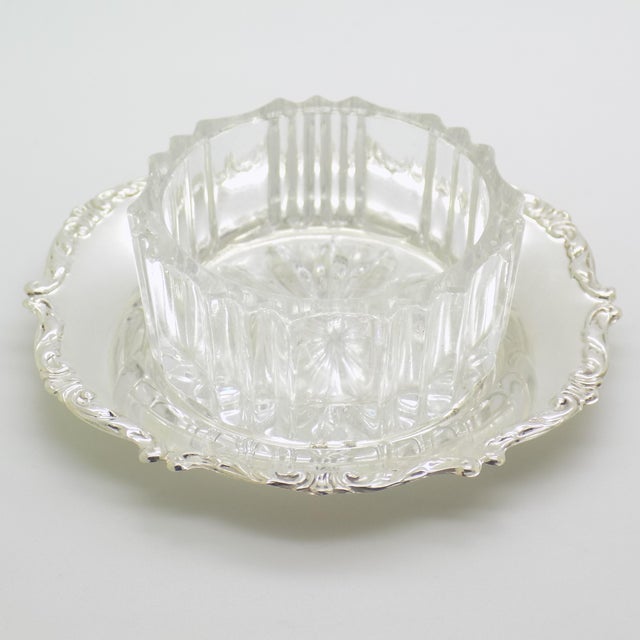 Italian Vintage Italian Handmade Genuine Silver & Glass Salt / Pepper Cellar Table Decor For Sale - Image 3 of 10