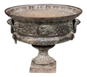 French 19th Century Iron Jardinière with Lateral Handles and Double L Monogram