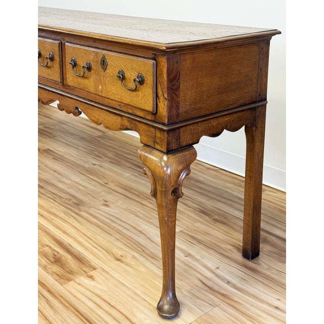 Vintage Elongated Queen Anne Style Console Table For Sale - Image 9 of 12