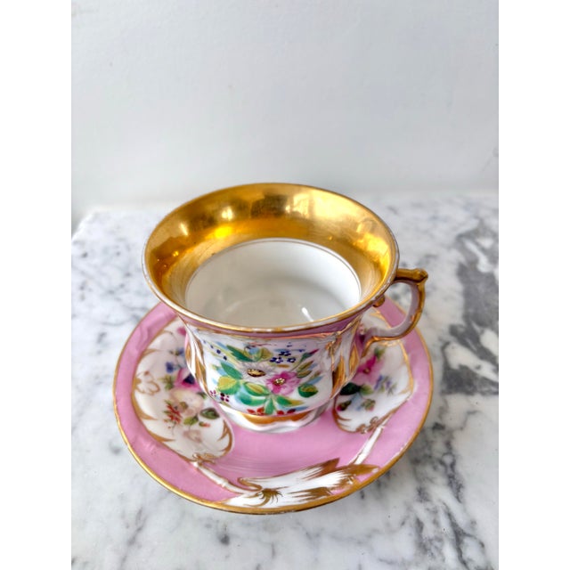 Mid 19th Century Antique, English Pink and Gold Large Tea Cup For Sale - Image 5 of 10