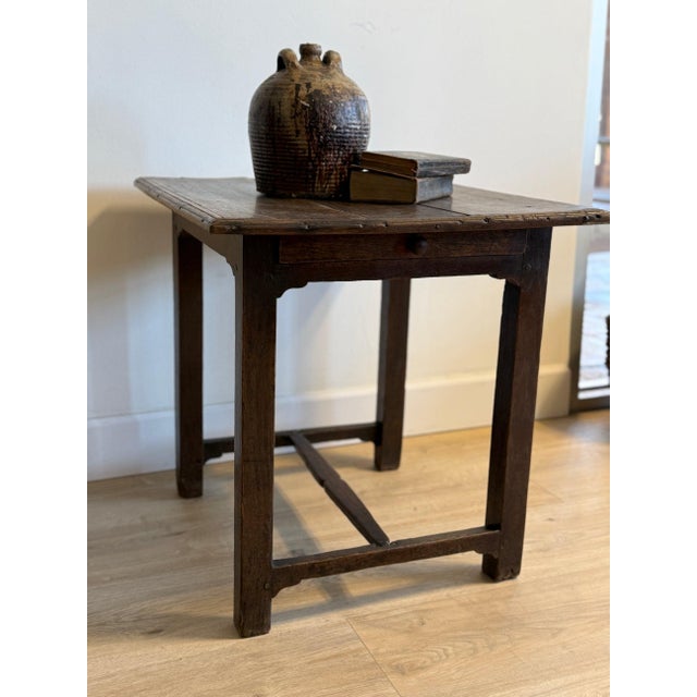 17th Century Late 17th/18th c. English Oak Side Table with Drawer For Sale - Image 5 of 9