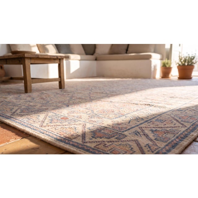 Red Antique Indian Agra Cotton Rug For Sale - Image 8 of 9