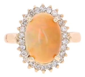 4.02 Carat Opal Diamond 14k Yellow Gold Cocktail Ring, Size 7.5