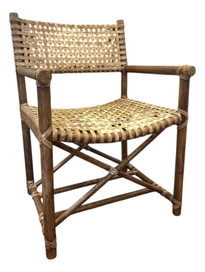 Vintage McGuire Furniture Laced Rawhide & Rattan Armchair