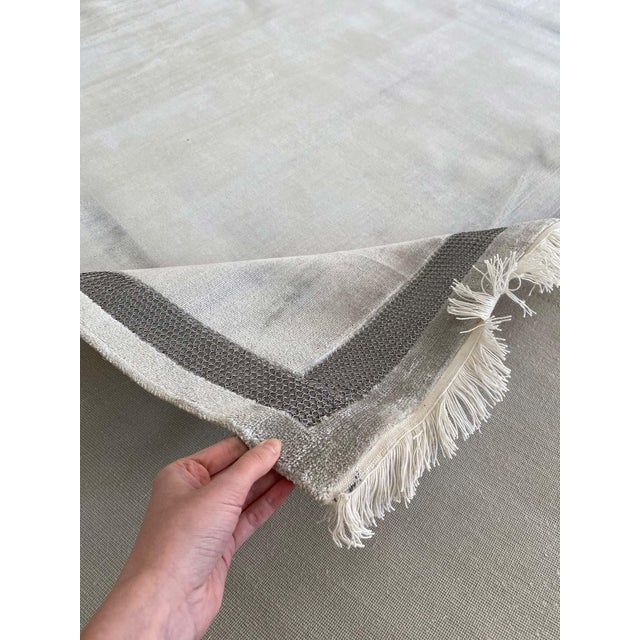 Modern Cloud Blue Silk Rug with Metal Chain Border by Doris Leslie Blau For Sale - Image 10 of 10