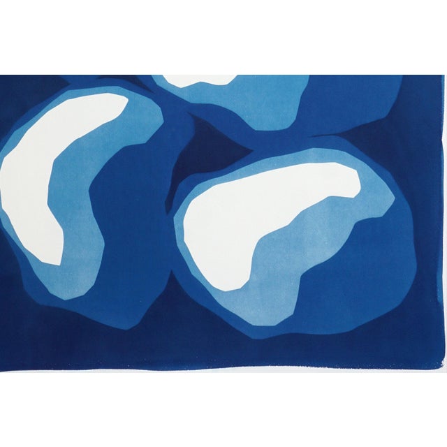 Ink Blue 2026, Abstract Geometric Representation of Pile of Stones, Modern Handmade Monotype Cyanotype on Watercolor Paper For Sale - Image 8 of 8