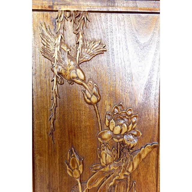 Carved Wooden Panels with Floral and Animal Decorations, Indochina / Vietnam, Early 20th Century, Set of 3 For Sale - Image 9 of 17