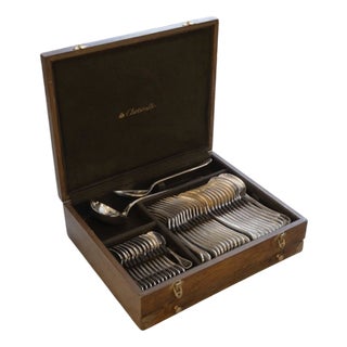 Vintage Perles Flatware Set for Twelve People from Christofle, 1950s, Set of 62 For Sale