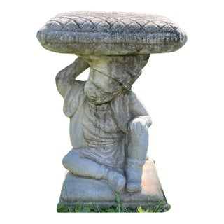 Cast Cement Side Table With Putti Base For Sale