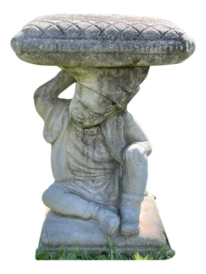 Cast Cement Side Table With Putti Base